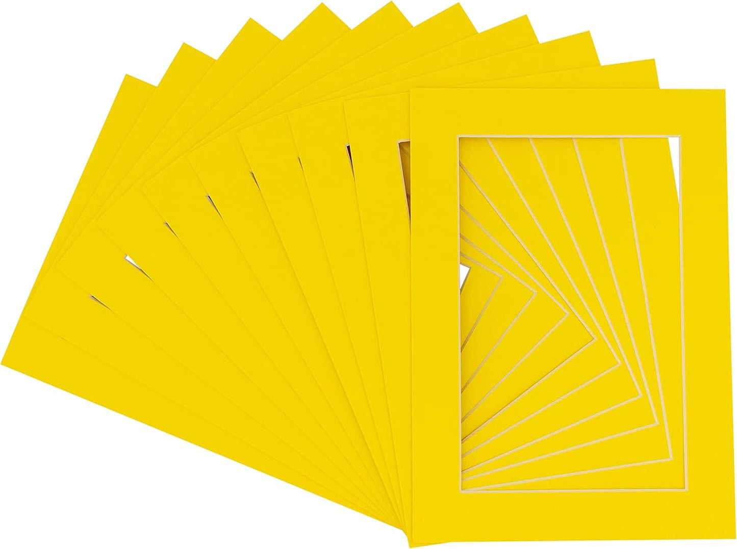 6x8 Mat for 8x10 Frame - Precut Mat Board Acid-Free Show Kit with Backing Board, and Clear Bags Yellow 6x8 Photo Matte Made to Fit a 8x10 Picture Frame Matboard for Framing, Pack of 25 Mats