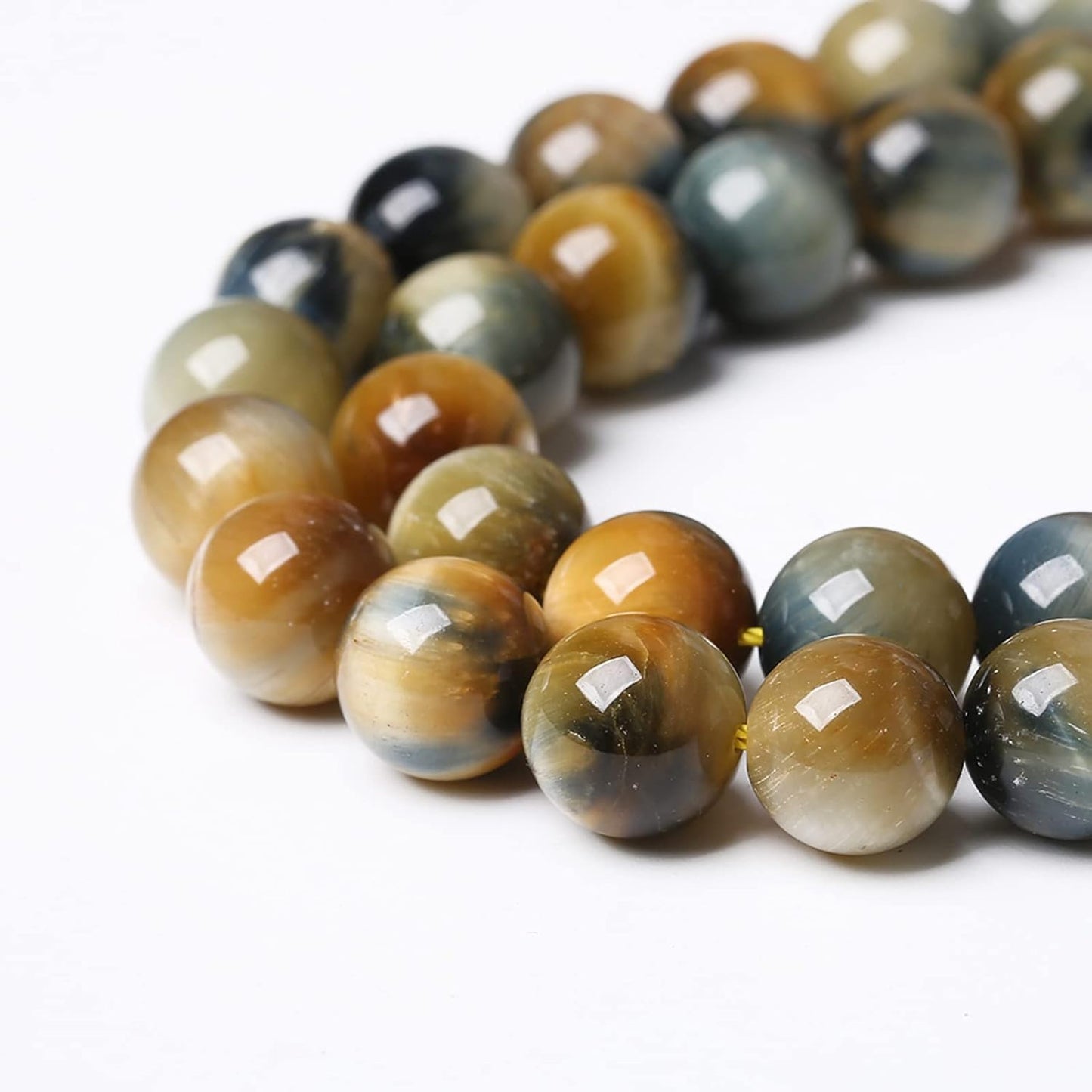 72Pcs 10mm AAAAA Tiger Eye Beads for Jewelry Making - Natural Stone Semi Precious Round Smooth Gemstones - Loose Spacer Beads - 32" 2 Strands