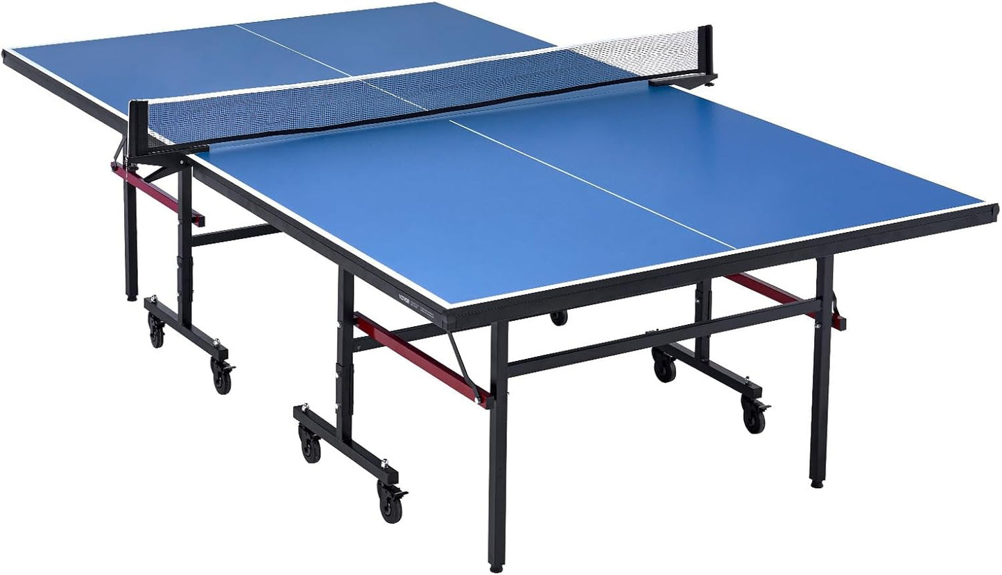 VEVOR Ping Pong Table, Professional Table Tennis Game, Indoor MDF Portable Table Tennis Table, Foldable Ping Pong Table with Quick Clamp Net and Lockable Wheel, 10 Minute Easy Assembly, 25mm Tabletops