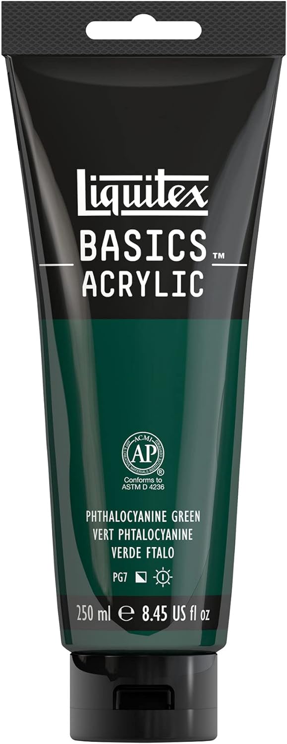 Liquitex BASICS Acrylic Paint, 250ml (8.5-oz) Tube, Phthalocyanine Green
