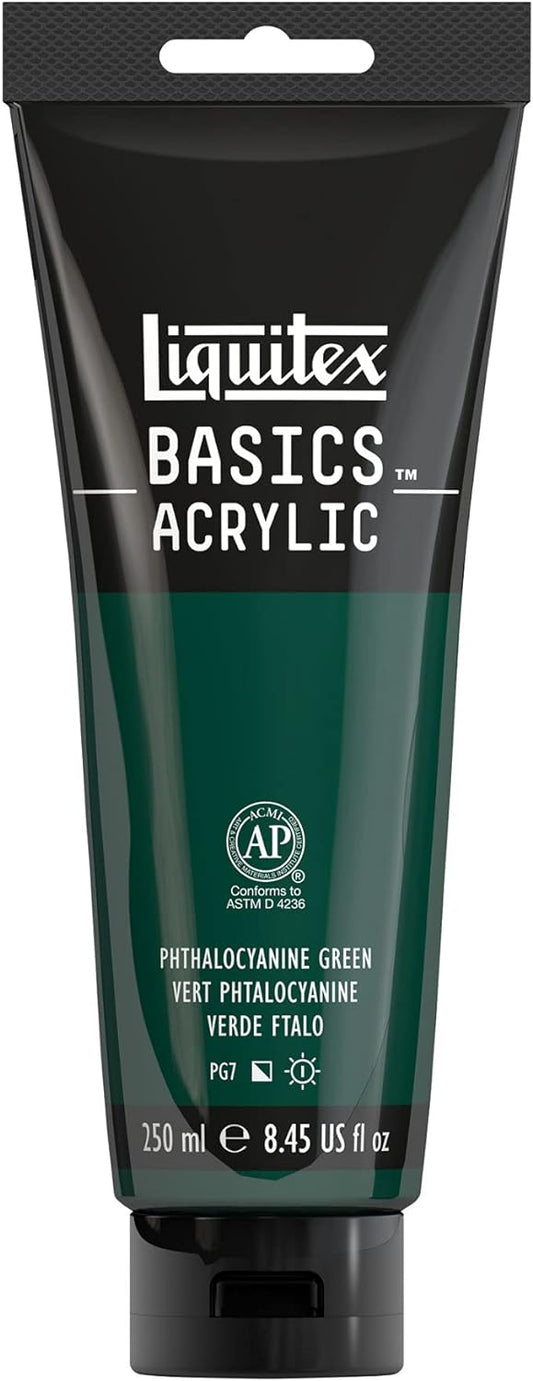 Liquitex BASICS Acrylic Paint, 250ml (8.5-oz) Tube, Phthalocyanine Green