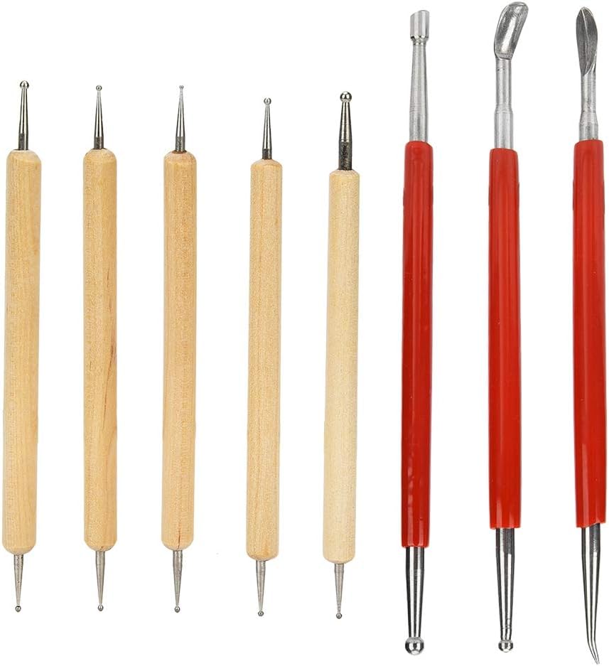 Fayelume 8PCS Leather Carving Tools, Spoon Embossing Tool, Point Drill Leather Tooling Kit for Leathers Craft, Wax Clay Shaping, DIY Embossing