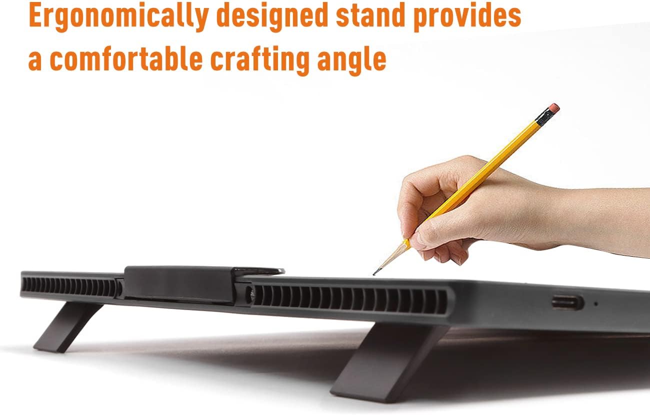 Rechargeable A4 LED Light Pad with Padded Case, Tracing Light Box w/Riser Stands and Paper Clip, 6 Levels of Brightness, Type-c Cable, Wireless Diamond Painting Light Board