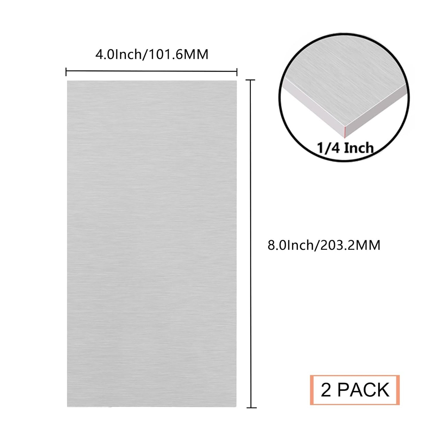 2Pack 6061 T651 Aluminum Sheet Metal 4 x 8 x 1/4 Inch Plain Thin Aluminum Plate Welding Practice kit for Beginners, Heat Treatable Rectangle 6MM Aluminum Metal Plate for Welding, Industrial