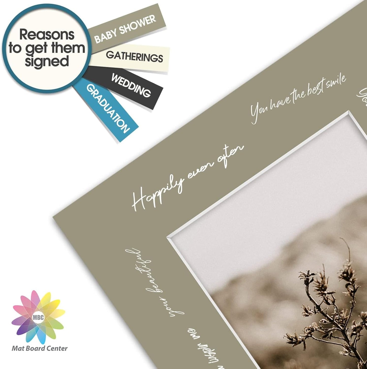 Mat Board Center, Pack of 20, Mixed Colors 8x10 Picture Mats Matting with White Core Bevel Cut for 5x7 Pictures