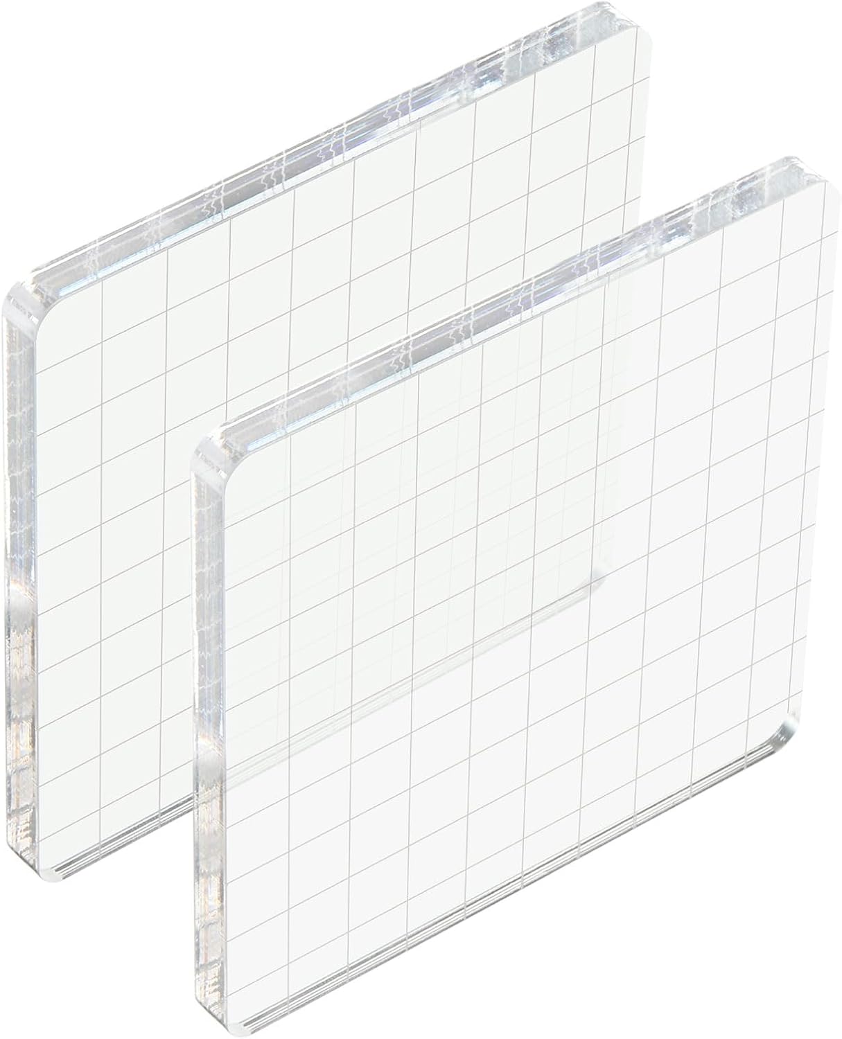 PATIKIL 4" x 4" Acrylic Stamp Block, 2 Pack Clear Stamping Block with Grid Lines Decorative Mounting Blocks Square for Scrapbooking DIY Crafts Card Making