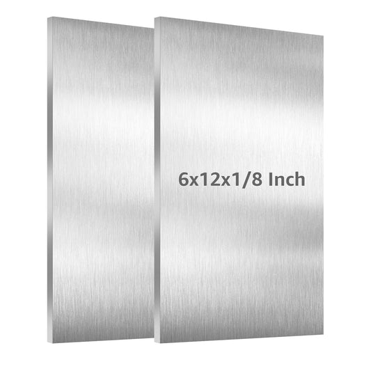 2 Pack 6061 T651 Aluminum Sheet Metal 6" x 12" x 1/8" (0.125") Rectangle Metal Plate Covered with Protective Film, 3mm Flat Aluminum Plate for Crafting and Industry