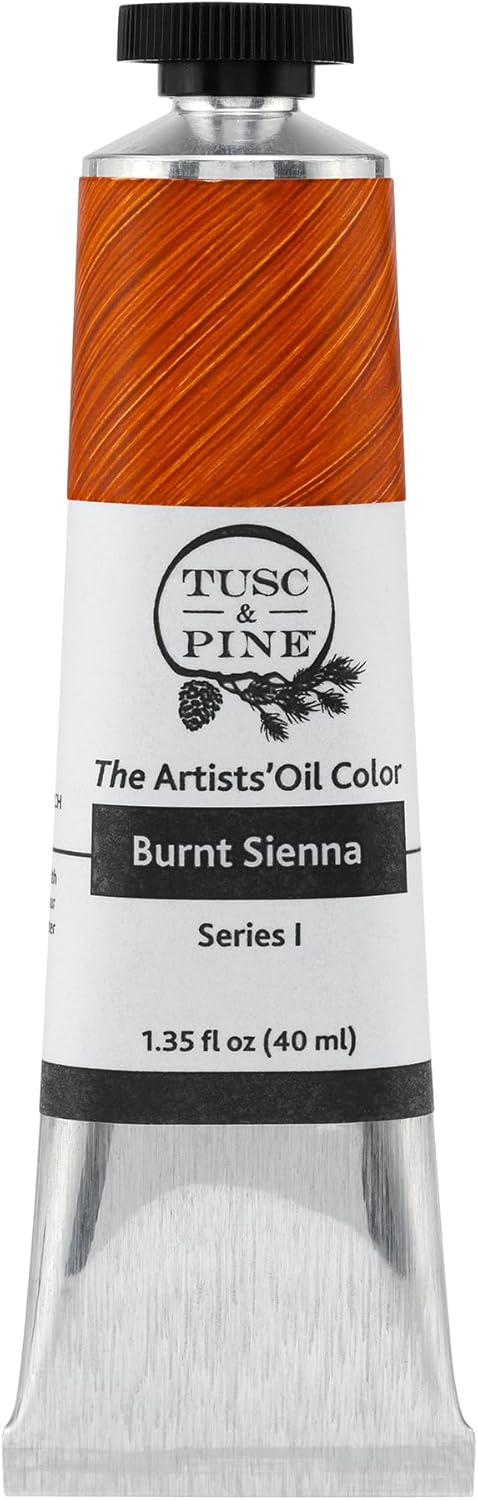 Tusc & Pine Artist Oil Paint - Burnt Sienna, 40 ml, Non-Yellowing, Rich & Creamy Consistency, Maximum Pigment Load, Small Batch Milled Oil Paints Made in the USA for Professional Artists
