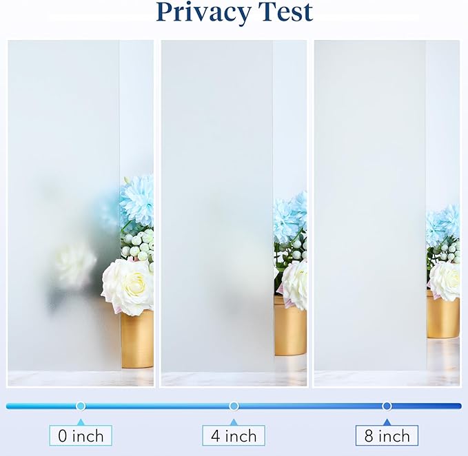 Haton Window Privacy Film Frosted Glass for Bathroom, Static Cling UV Sun Blocking Window Clings, Opaque Decorative Coverings Removable Sticker Heat Control Tint for Home Door, Pure 17.5" x 157.4"