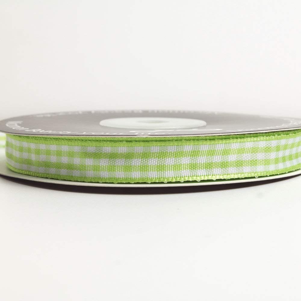 Apple Green Gingham Plaid Checked Ribbon 25 Yard Each Roll 100% Polyester (3/8", Apple Green)