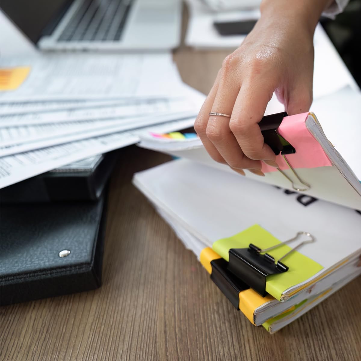 150 PCS Mini Binder Clips, 5/8 inch 15mm Binder Clips, Black Paper Clamps Small Size for Office, Home, School, Document Organizing (0.6 inch)