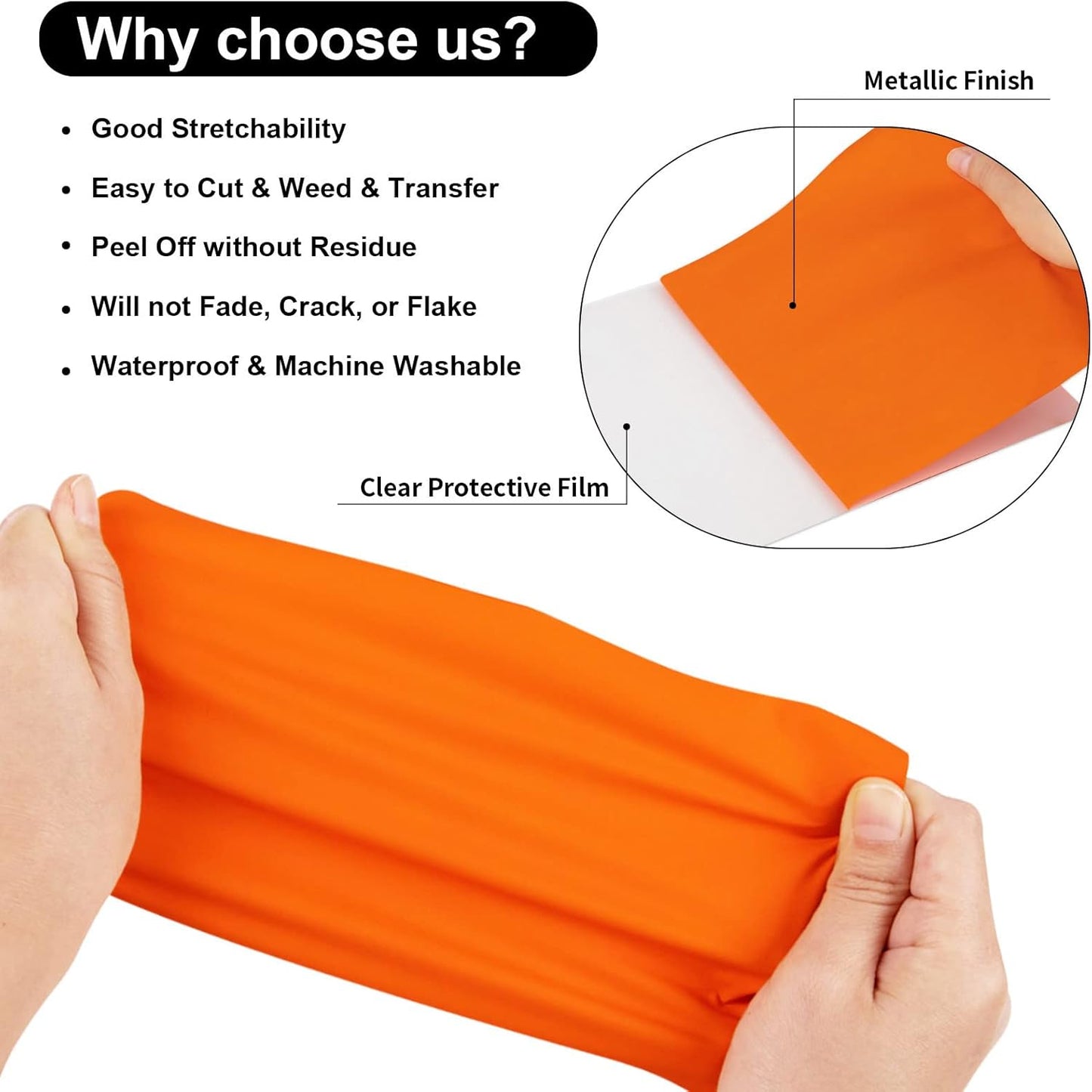 VINYL FROG Heat Transfer Vinyl Roll HTV Vinyl - 12" x5ft Orange Iron on Vinyl for T-Shirts, Heat Press Vinyl for Halloween DIY Craft Designs (Orange)