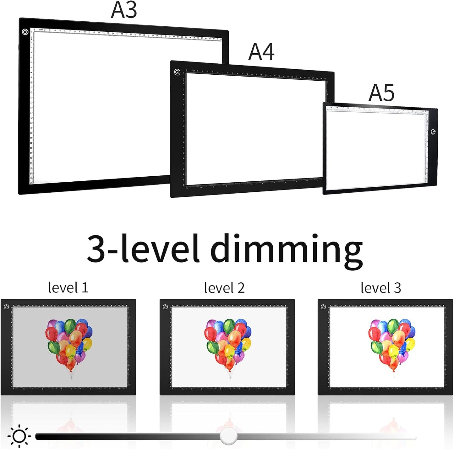 Light Box Drawing Pad A4, Tracing Board with Type-C Charge Cable and Brightness Adjustable for Artists, AnimationDrawing, Sketching, Animation, X-ray Viewing (A4-PS)