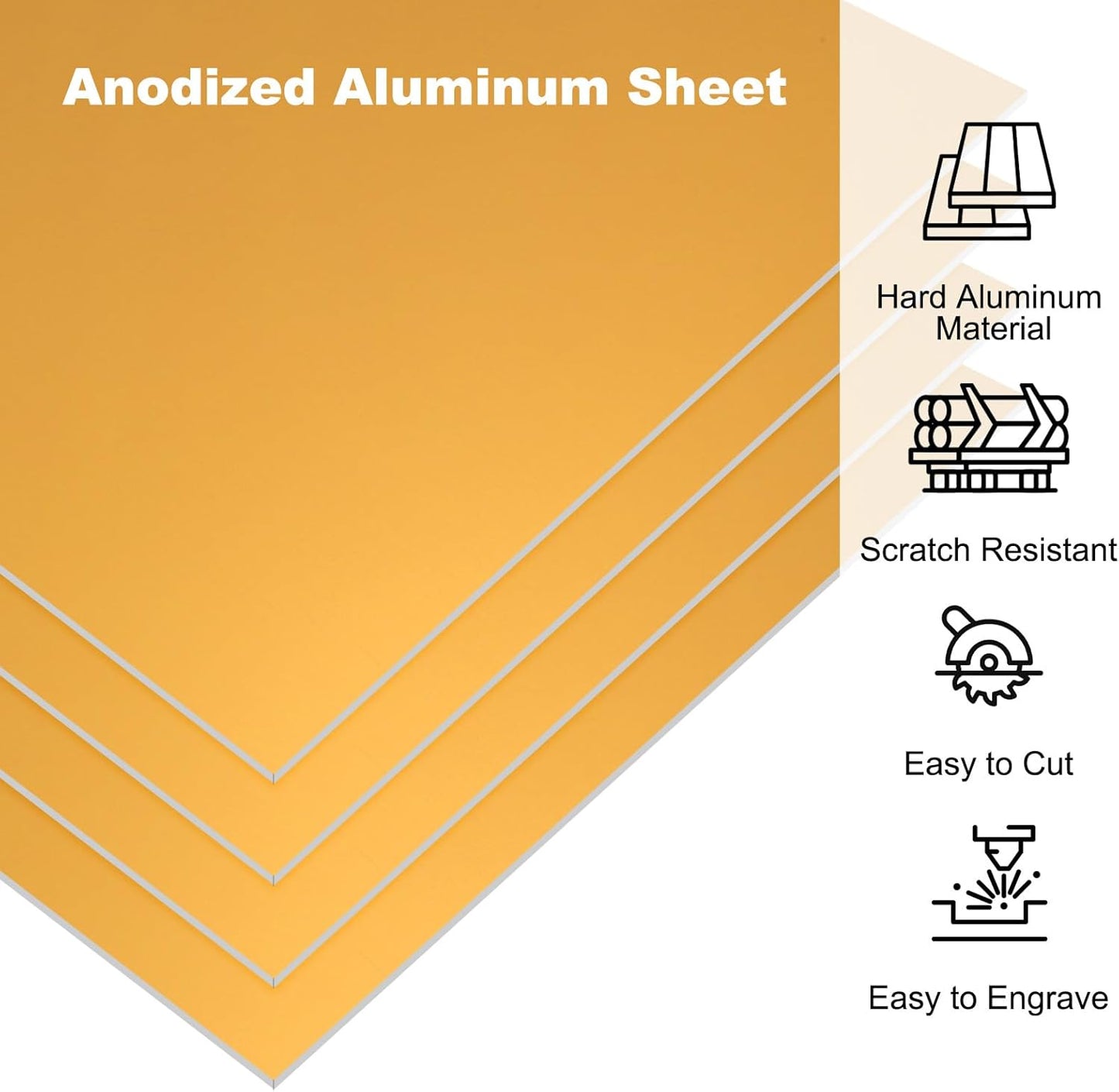 PATIKIL 7x5x1/32inch Anodized Aluminum Sheet, 5Pcs Metal Rectangle Aluminum Plate 0.8mm Thick Engraving Blanks for Laser Engraving DIY Decorative Crafting Home Decoration, Yellow