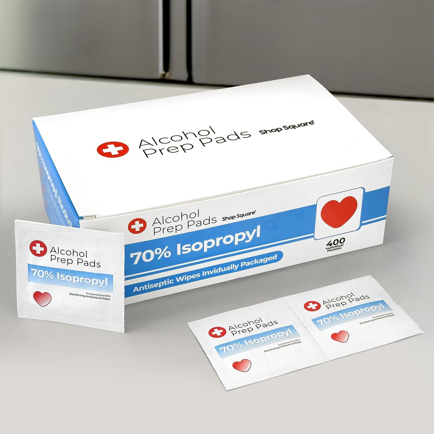 Alcohol Wipes Individually Wrapped - 400 Count Prep Pads with 70% Isopropyl Alcohol - Swabs for Injections, Home, Medical & First Aid Kits