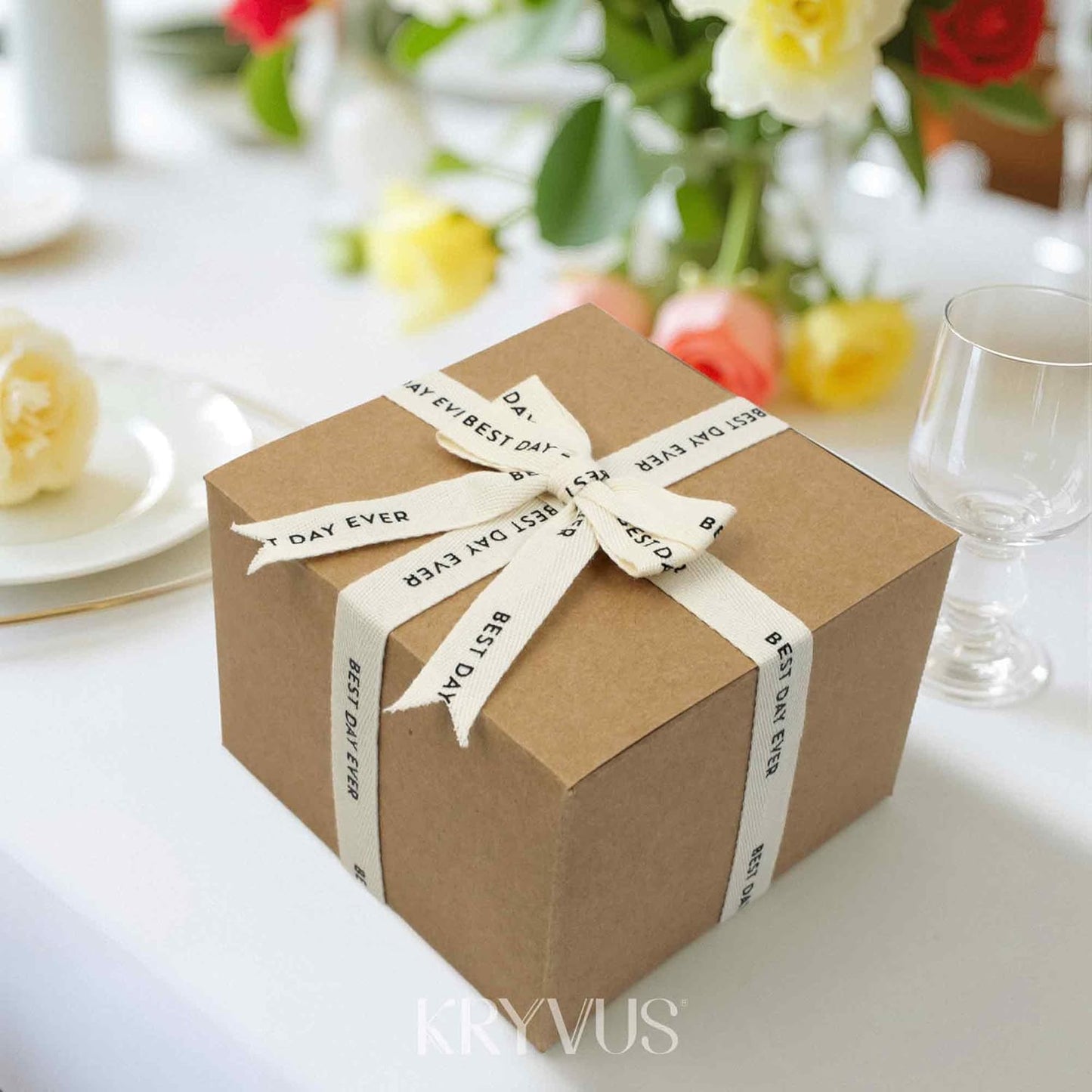 Best Day Ever Ribbon - 5/8 Inch x 12 Yards Natural Twill Tape Ribbon, Cotton Herringbone Ribbons for Gift Wrapping, Birthdays, Weddings, Christmas, Anniversaries, Valentine's Day, Mother's Day