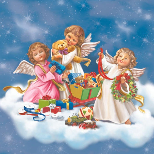 20-ct 13x13 Christmas Paper Decoupage Napkins, 3-Ply Servilletas Tissue Napkin for Dinner and Parties, Disposable Napkins (Angels Gift)