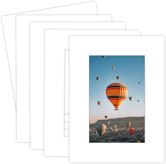 MBC Mat Board Center, 5 Pack 6x8 for 4x6 White Picture Mats Frame Mattes, Bevel Cut, Acid Free, 4-ply Thickness