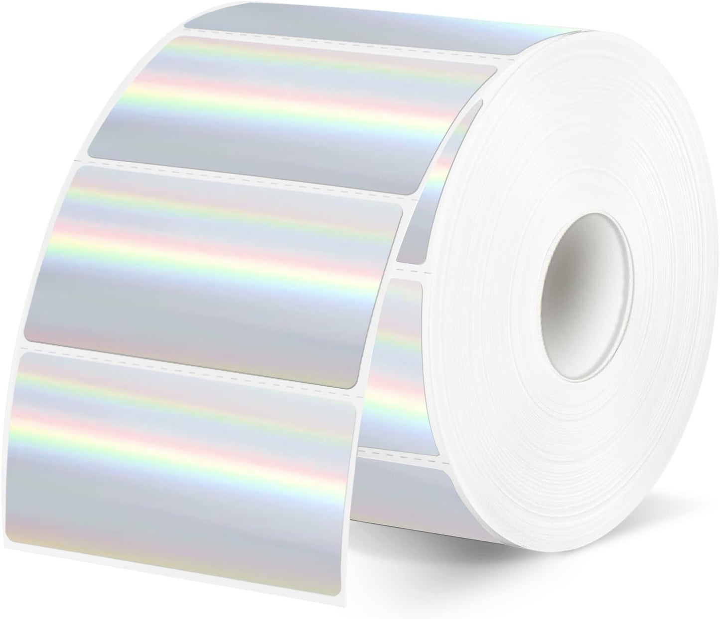 2x1 Inch Holographic Thermal Labels, Silver Glitter Thermal Printer Stickers, Waterproof Self-Adhesive Shipping Label Printer Sticker for Barcode, Name, Address, 300 Labels/Roll