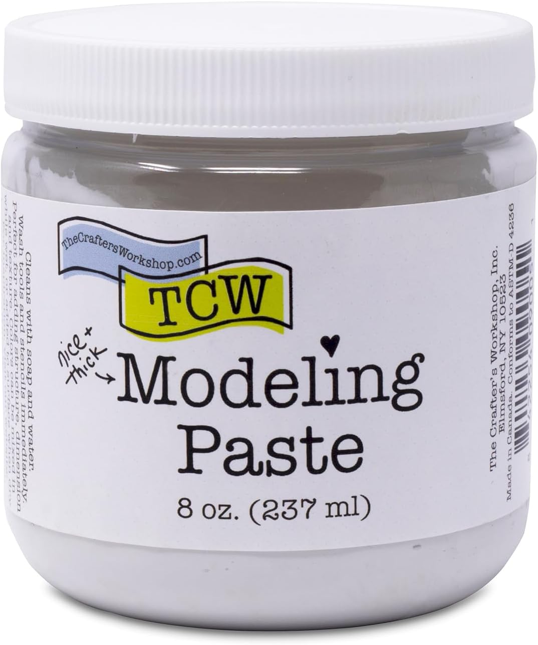 The Crafter's Workshop Modeling Paste for Textured Art - Dimensional Paste for Stenciling, Acrylic Painting - White - Boutique Quality, 8 oz Ja