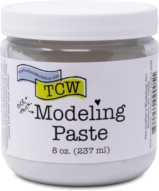 The Crafter's Workshop Modeling Paste for Textured Art - Dimensional Paste for Stenciling, Acrylic Painting - White - Boutique Quality, 8 oz Ja