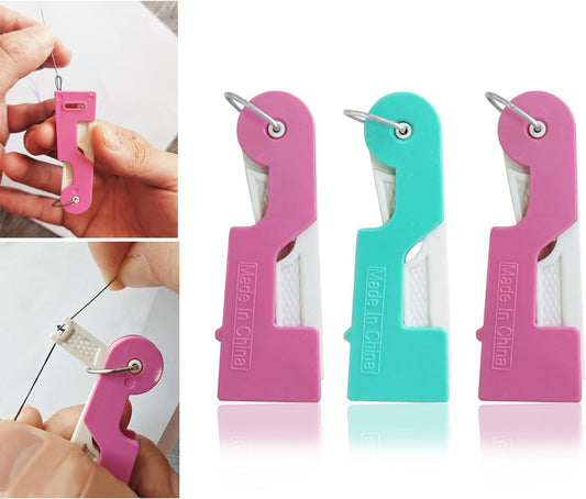 Automatic Needle Threader, Girlsvorlsvi 3PCS Hand Sewing Tools for Embroidery, Cross Stitch, Quilting (Random Colors) - DIY Craft Accessories