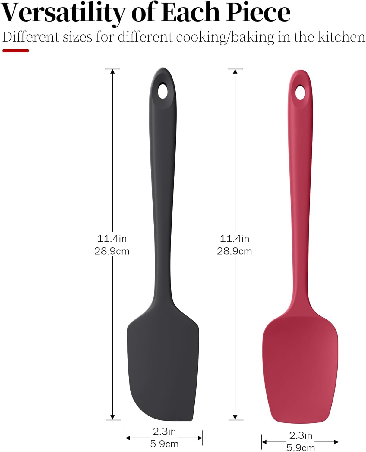 Silicone Flat Spoon Spatulas, Luxiwise 600ºF Heat Resistant Kitchen Baking Scraper Cooking Spoonula Non-Stick Dishwasher Safe for Seamless Mixing Folding Scraping Serving (Set of 2, Muticolor-1)