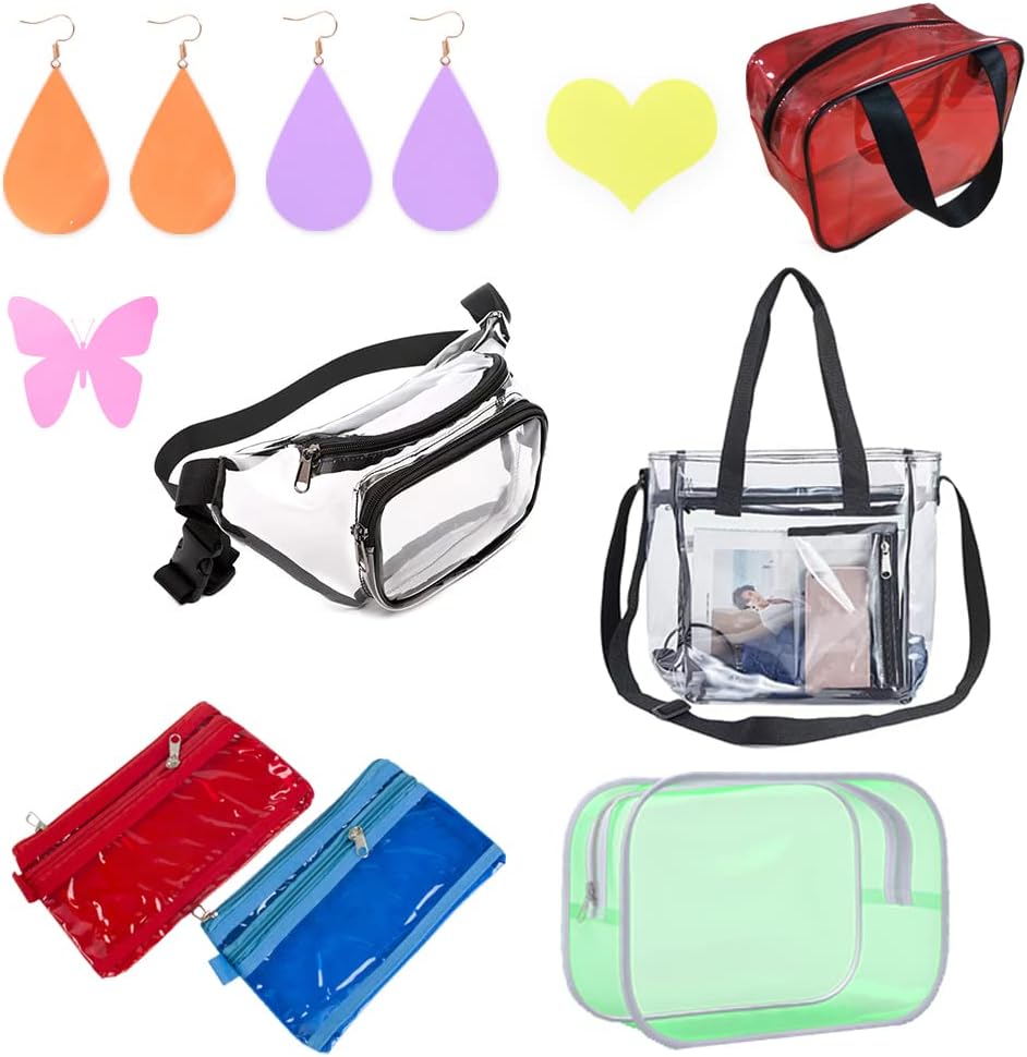 HYANG Green Transparent PVC Super Clear Holographic Vinyl Faux Leather Sheets 1 Roll 12" x 47" (30cm x 120cm) for DIY Bows Earrings Bags DIY Crafts Making