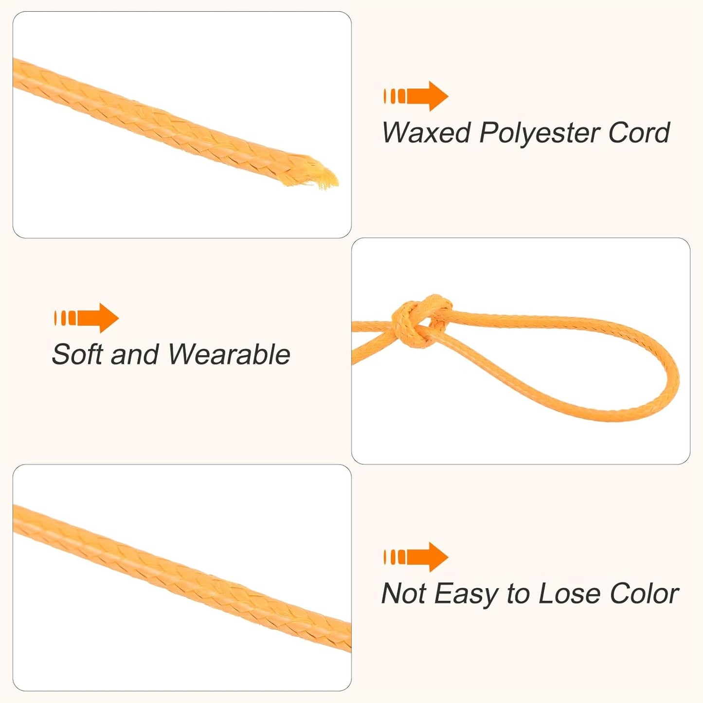 MECCANIXITY Waxed Cord 1.2mm Waxed Polyester Cord 175 Yard Wax String for Bracelet Making,Necklaces, Beading,Jewelry Making and DIY Crafts(Gold)