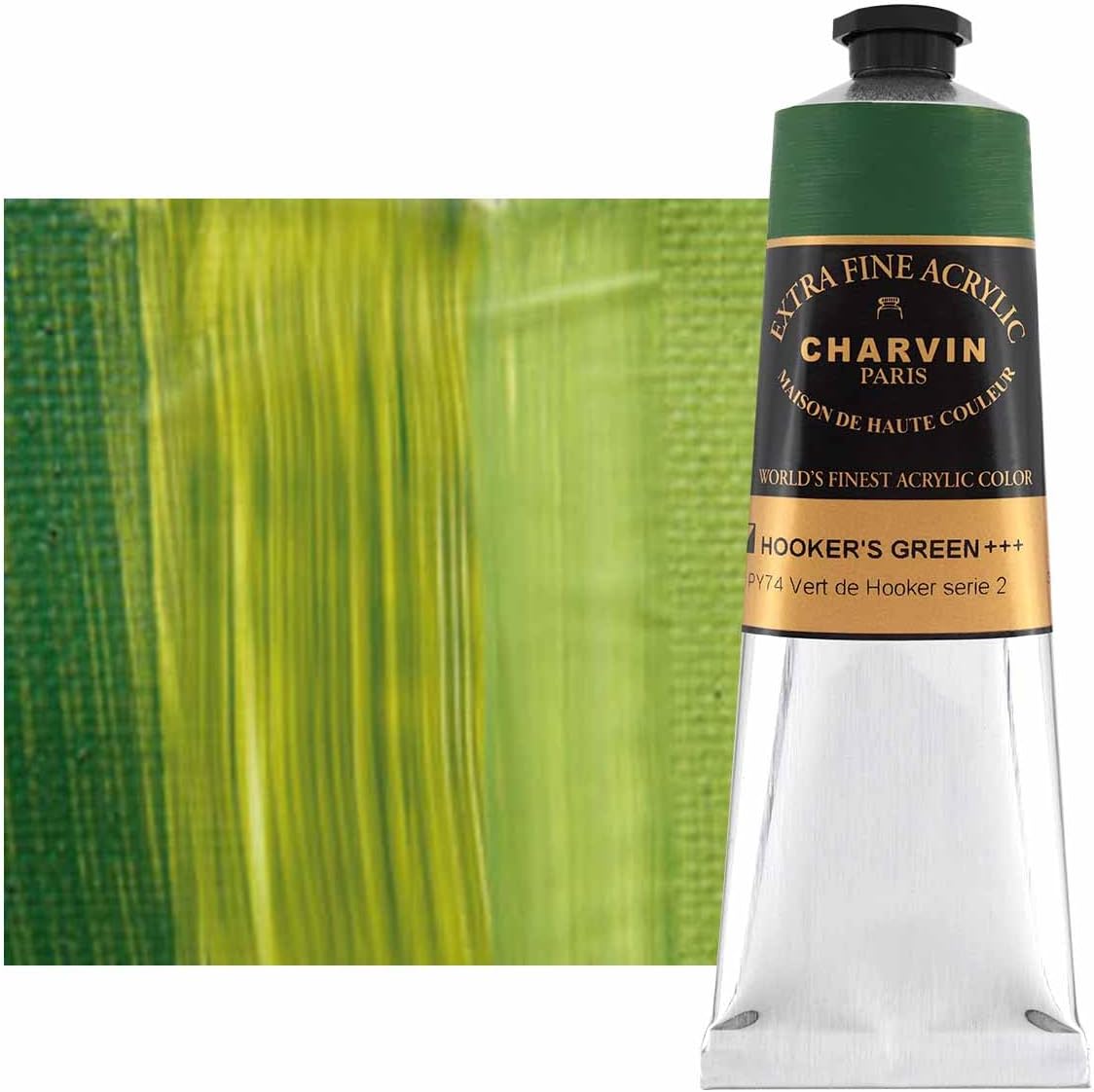 Charvin Extra Fine Professional Acrylic Paint - Hooker's Green, 150ml Tube, Triple-Milled, Lightfast Pigments, Open Stock Artist Acrylic Paints in Nature-Inspired Hues