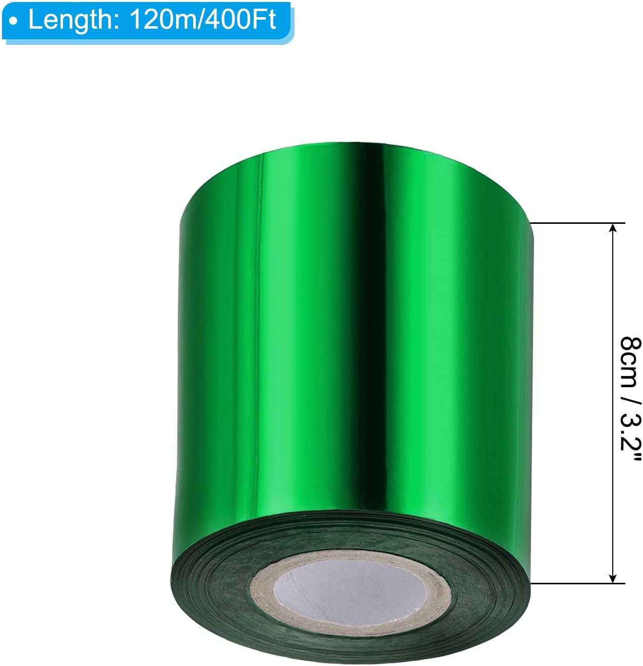 PATIKIL 3.2"x400Ft Hot Stamping Foil Paper,Heat Transfer Hot Stamping Paper Foil Roll for Leather DIY Logo Decor Craft Gift Card Package Scrapbook,Green