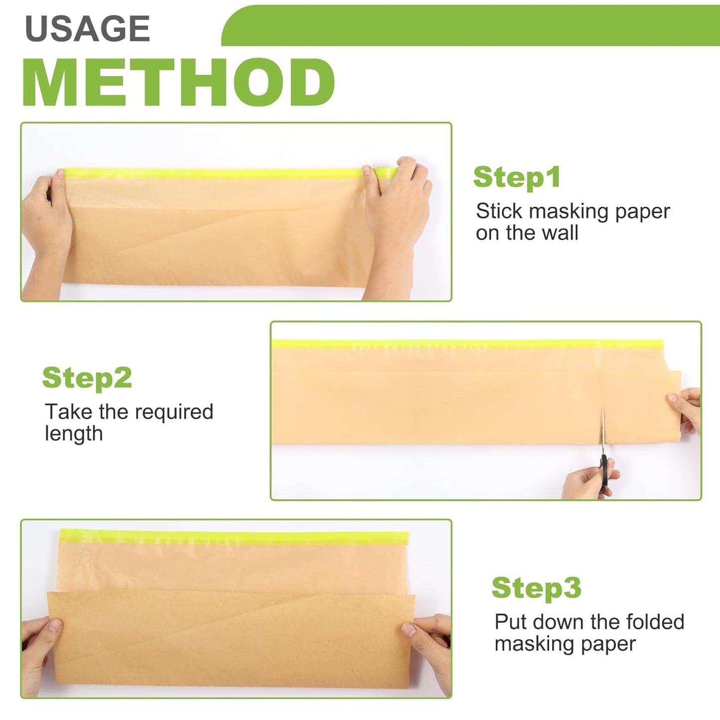 12Inchx50Feet Pre-Taped Masking Paper Roll - Heavy Painters Paper with Adhesive, Tear-Resistant for Auto Body, Wall Painting, Floor Protection, Furniture&DIY Projects(12 Roll) (12, 12inch*50feet)