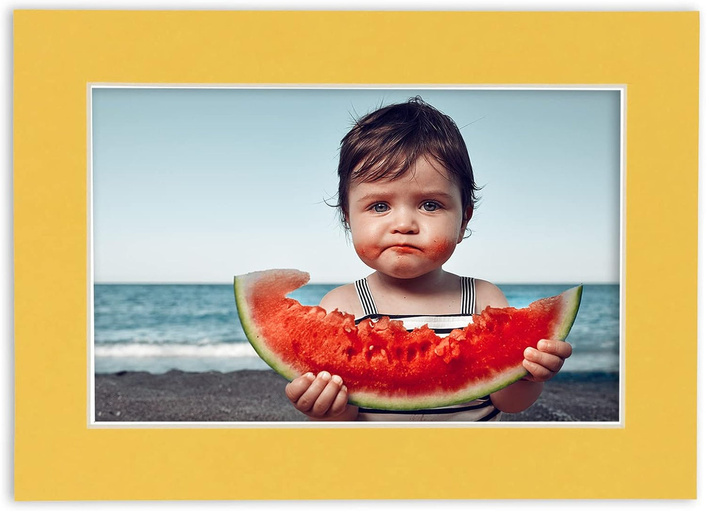 Poster Palooza 8x10 Mat Bevel Cut for 6x8 Photos - Acid Free Chamois Yellow Precut Matboard - For Pictures, Photos, Framing - 4-ply Thickness