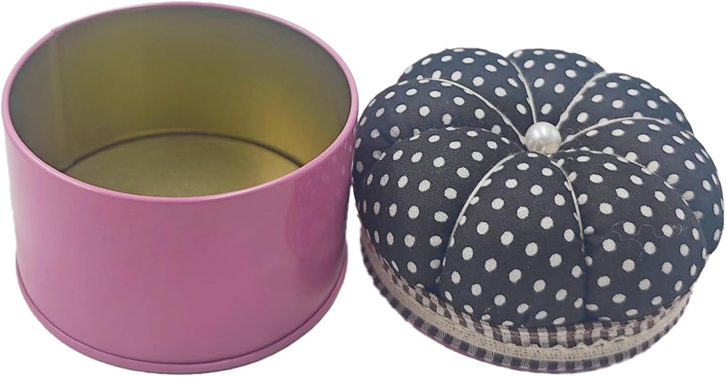 pson Pumpkin Shaped Pin Cushion with Storage Box, Cute Sewing Needle Holder for Quilting, DIY Crafts, Needlework, Sewing(Black with Spotted)