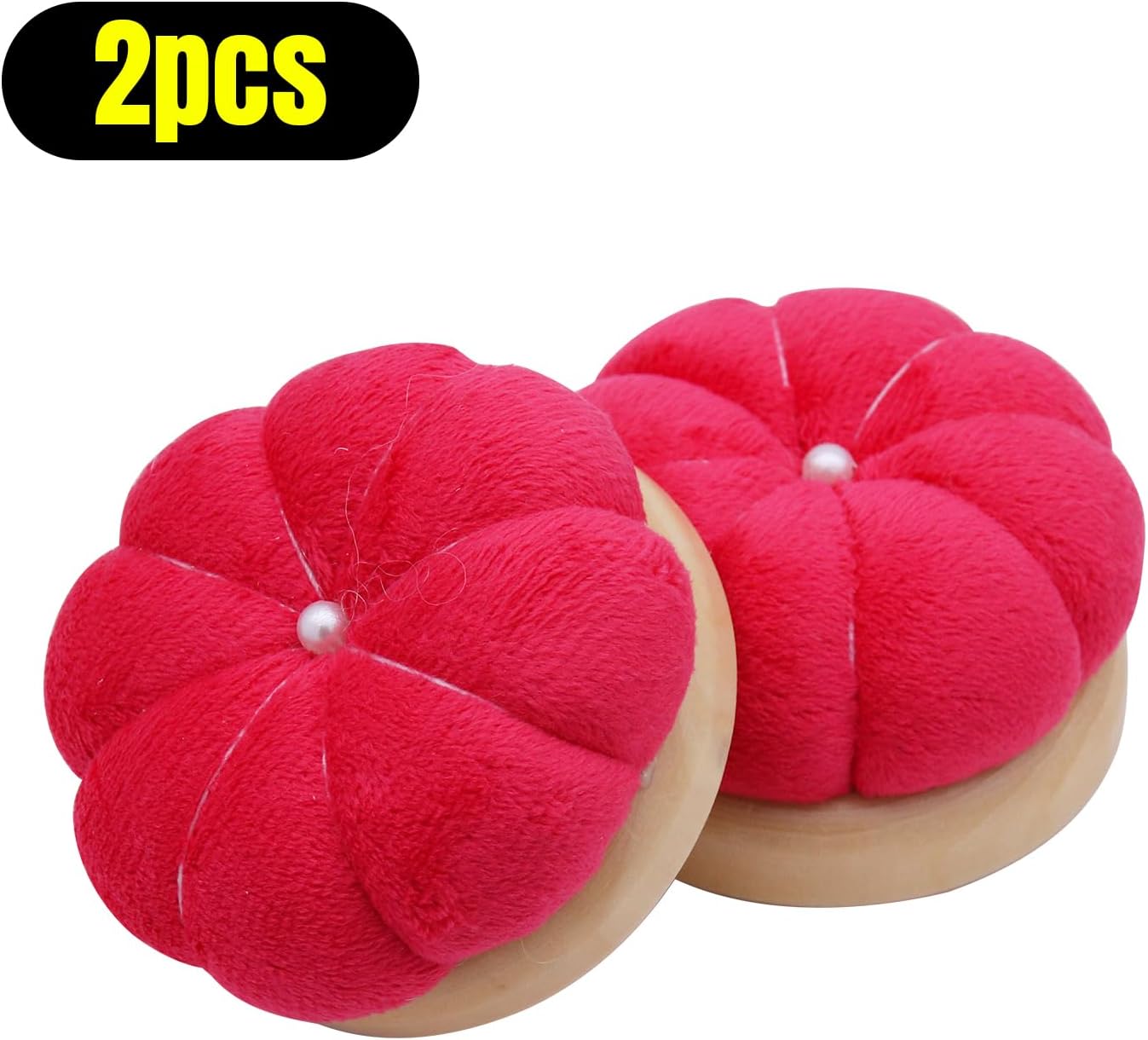 Uxney Pin Cushion,Wooden Sewing Pin Cushion Pincushion Needle Cushion for Sewing Quilting Needlework DIY Crafts(Red,2 PCS)