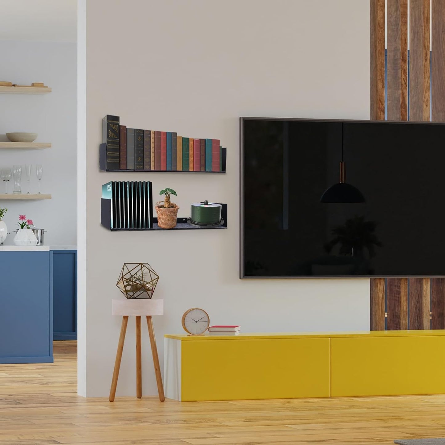 U Shape Floating Shelves Wall Mount Metal Bookshelf CD DVD Storage Display Shelves, Black Set of 4