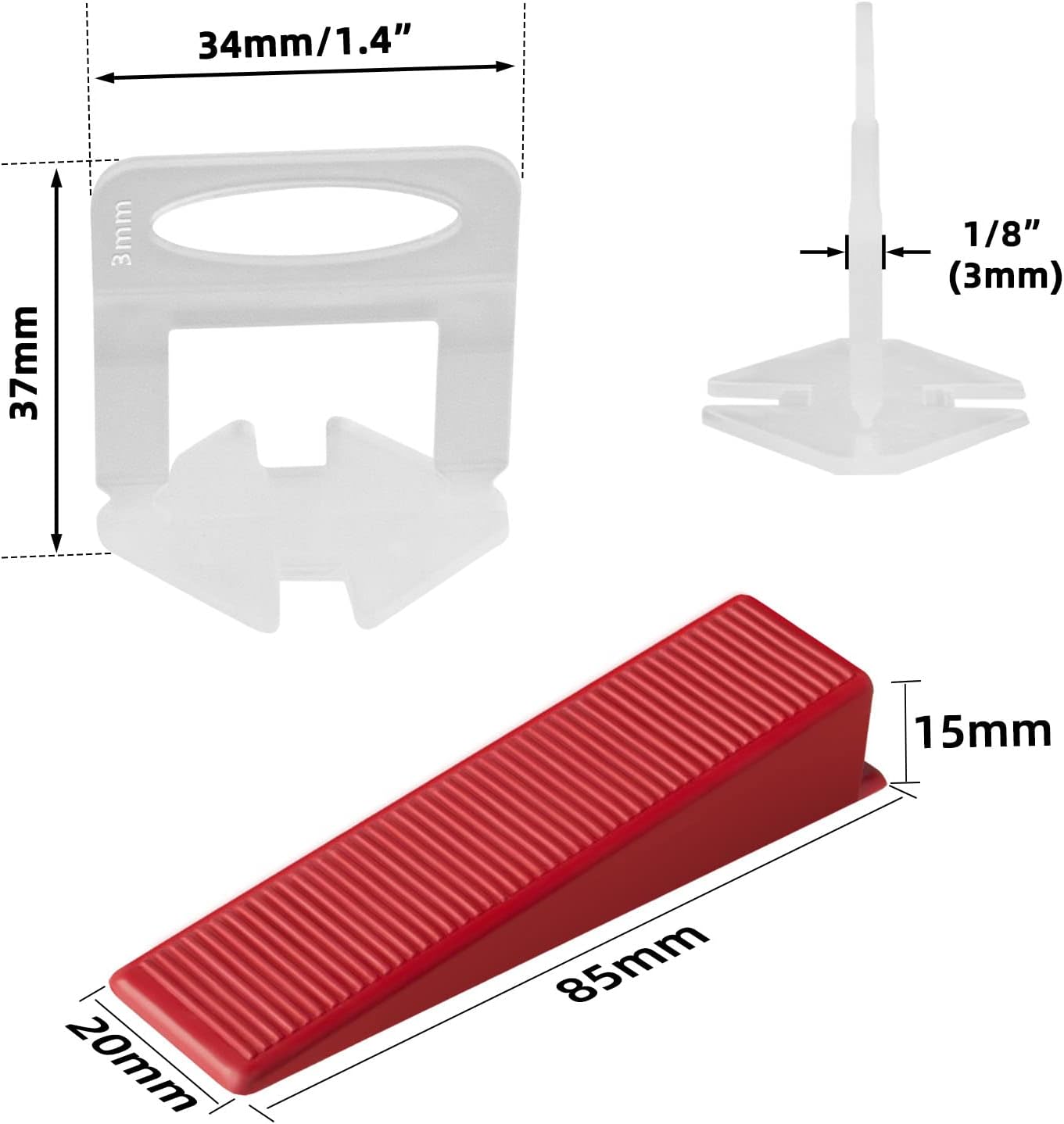 Tile Leveling System with Tile Plier, 1000-Piece Tile Spacers Clips and 200-Piece Reusable Wedges, Tile Leveler Tool Set for Ceramic Tile and Stone Installation (1/8 Inch Tile Spacers)