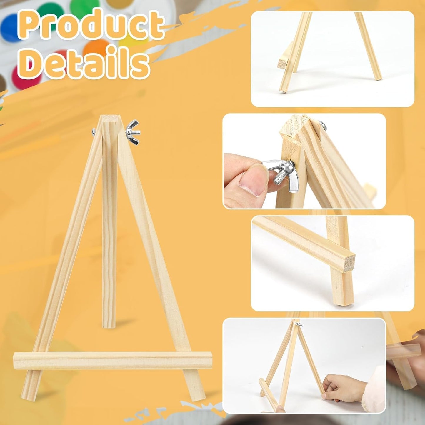 TKOnline 10PCS 9 Inch Wood Easels, Easel Stand for Painting, Art Craft Painting Party Easel, Tabletop Easels, Tripod, Canvas Photo Picture Sign Holder