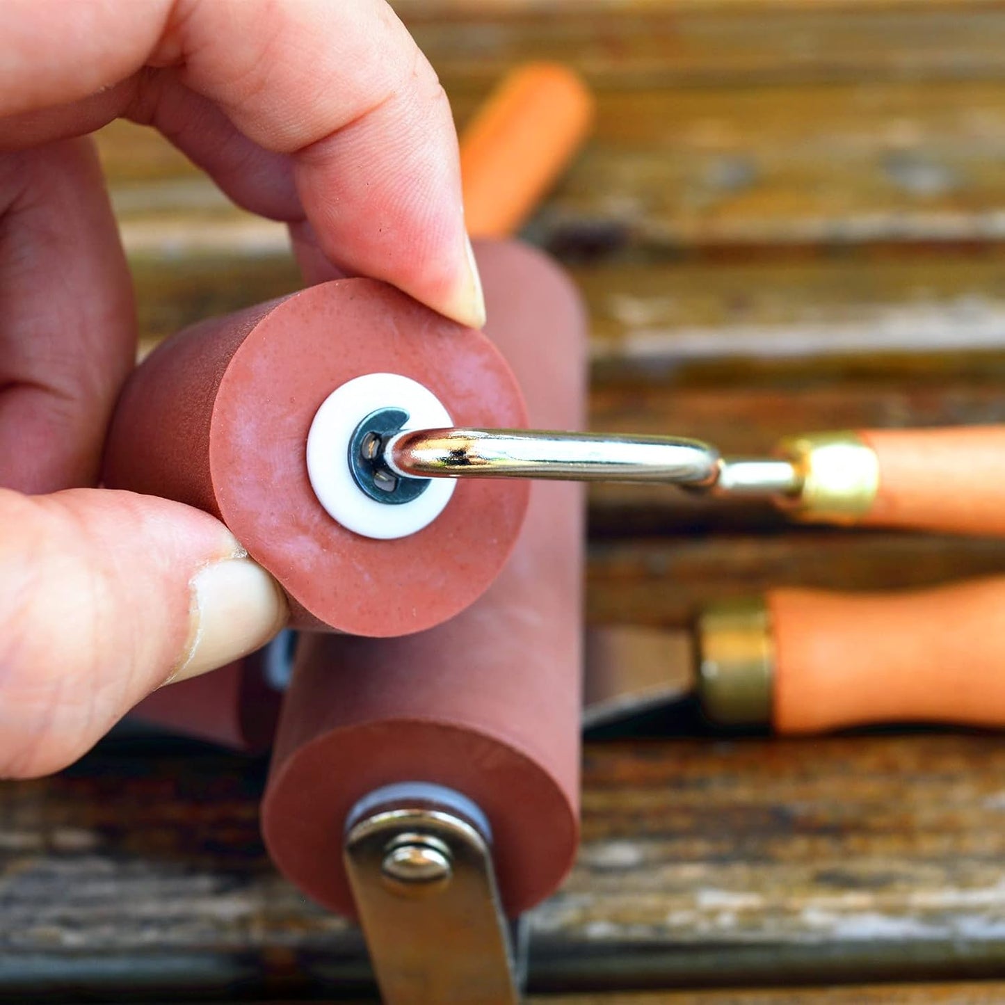 BANLTRE Rubber Brayer Roller for Printmaking, Ideal for Anti Skid Tape Construction Tools, Print,Craft Stamping Brayers for Wallpapers and Scrapbooks (0.4"+0.8"+1.18")