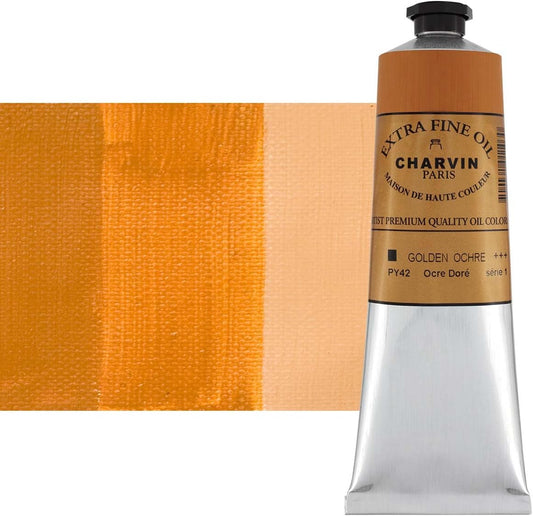 Charvin Extra Fine Oil Paint, Golden Ochre 150 ml - Triple-Milled, Rich Texture, Poppy Oil-Based, Light-Fast, Handmade, Archival Quality
