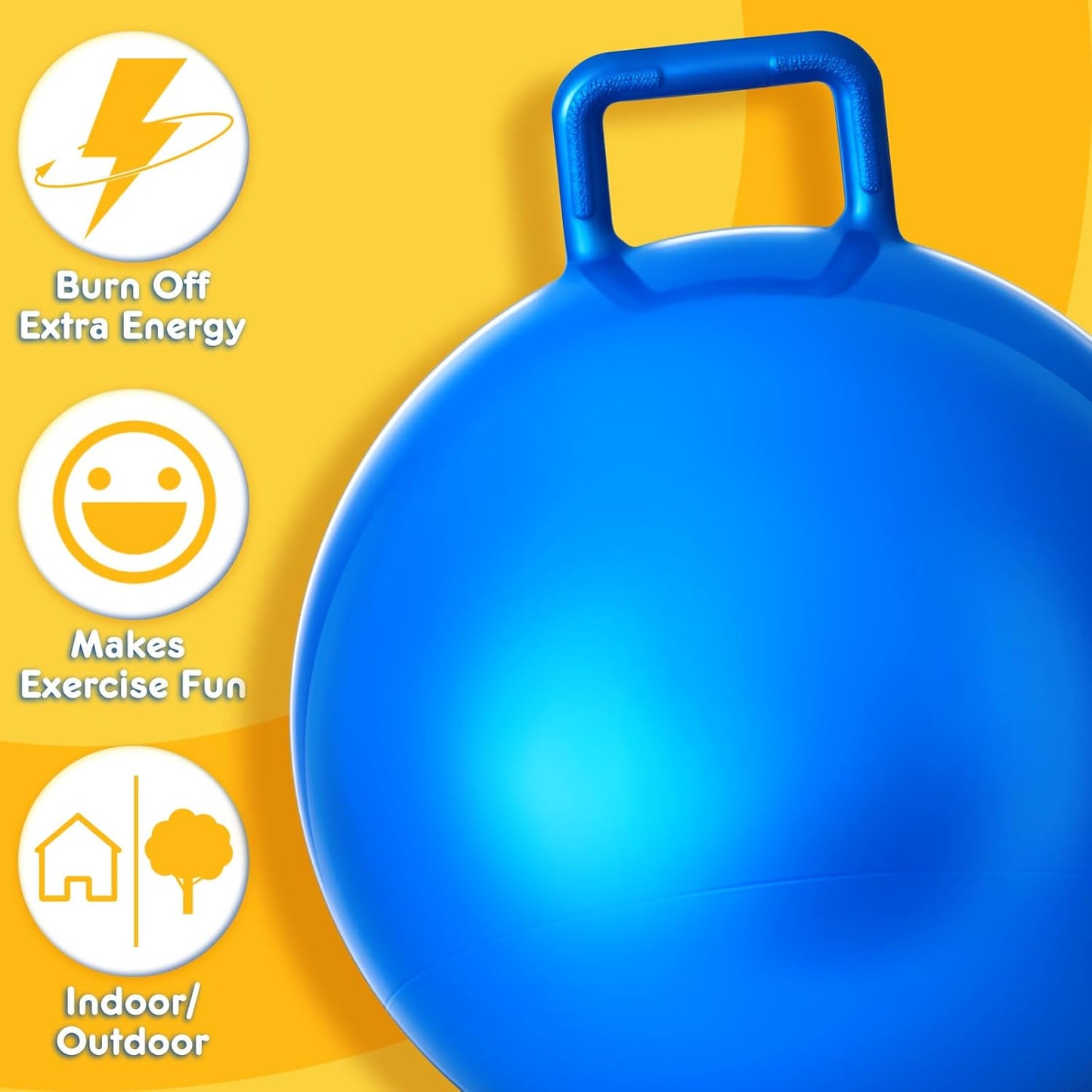 Lewtemi 3 Pcs 31 Inch Bouncing Ball with Handle, Outdoors Hopper Jumping Hopping Ball and Air Pump for Sports Exercise (Orange, Blue, Purple)