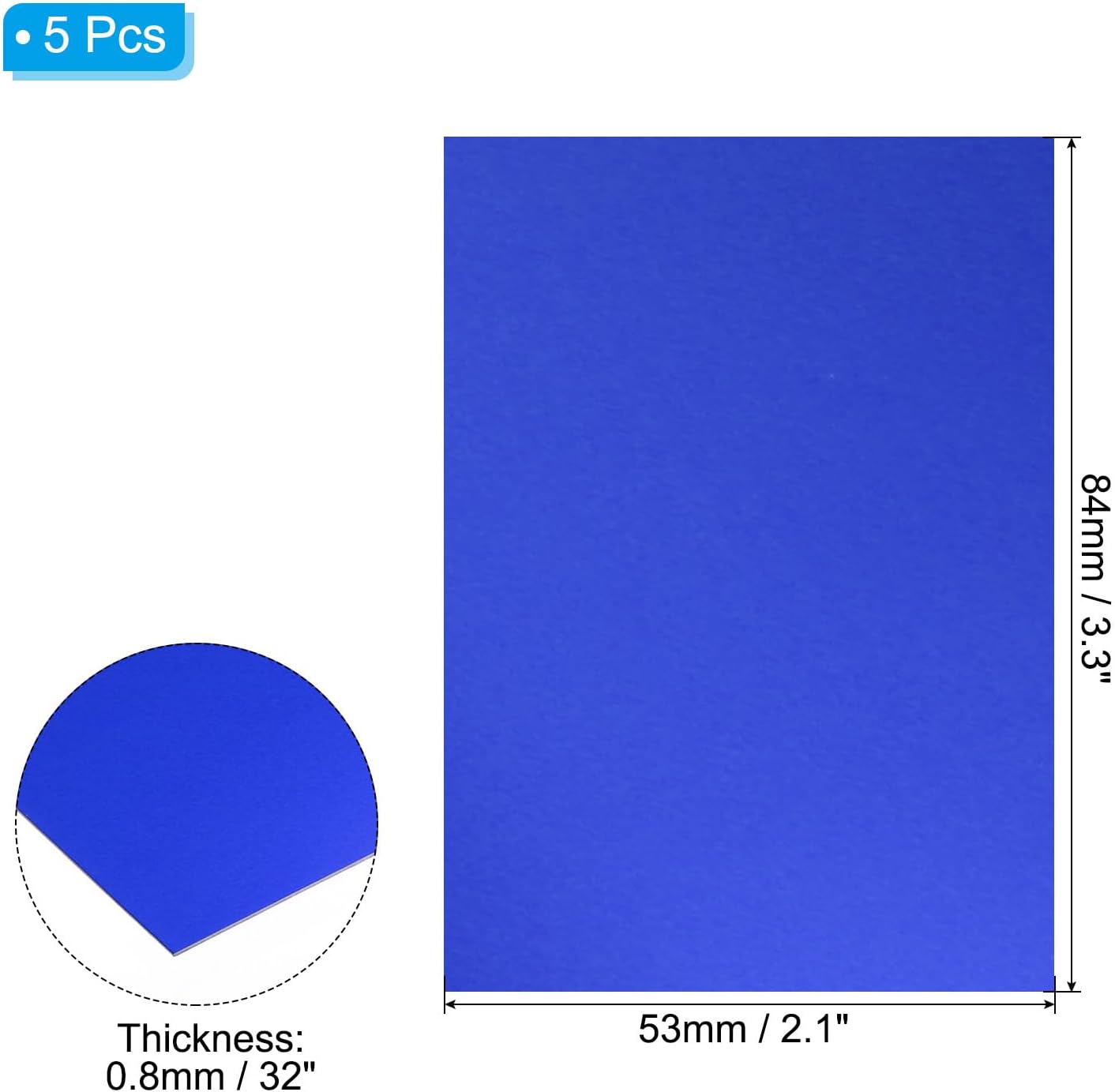 PATIKIL 3.3x2.1x1/32inch Anodized Aluminum Sheet, 5Pcs Metal Rectangle Aluminum Plate 0.8mm Thick Engraving Blanks for Laser Engraving DIY Decorative Crafting Home Decoration, Blue