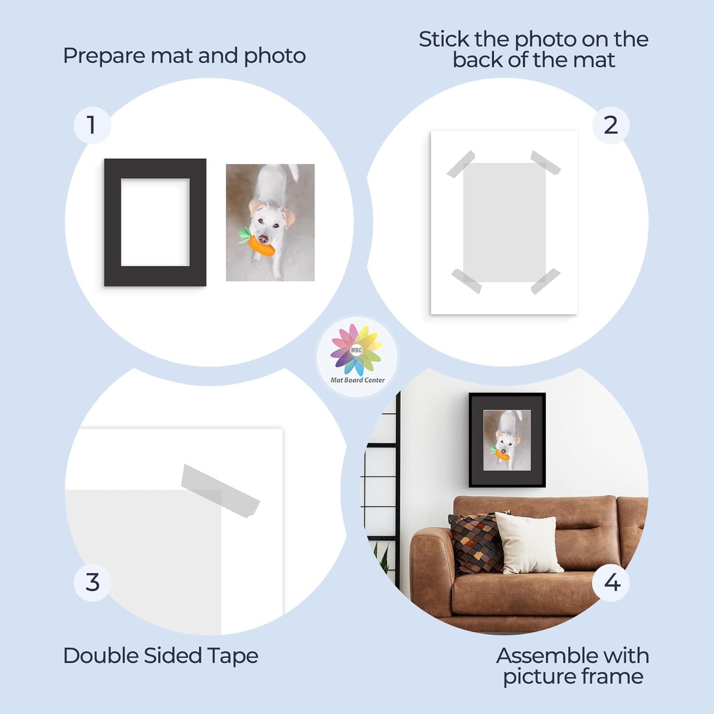 Mat Board Center, Pack of 25, 16x20 for 11x14 Black Mats - Acid Free, 4-ply Thickness, White Core - for Pictures, Photos, Framing