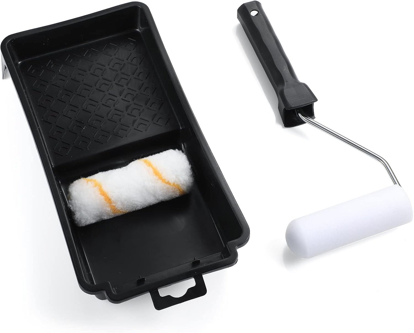 Small Paint Roller Supplies Kit - Mini Paint Roller Frame 4 inch, 2inch Paint Brush, Acrylic Roller Covers, Foam Roller Covers, Paint Tray, Paint Mixing Stick, Masking Tape