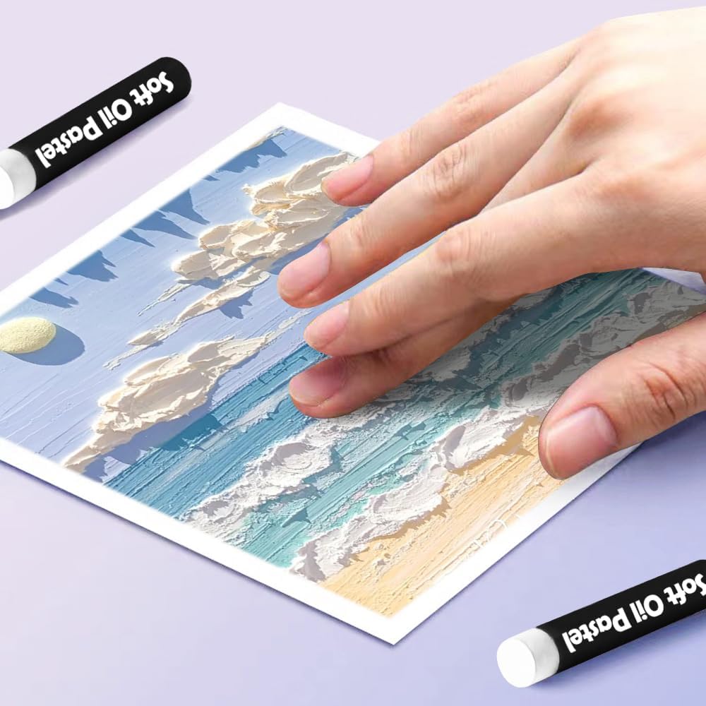 Mifuner Soft Oil Pastels Set (12 Sticks), Single Colors Heavy Oil Pastels Vibrant and Creamy,Pastel Art Supplies for Artists,Gallery Oil Painting Stick,Beginners,Adult Drawing White