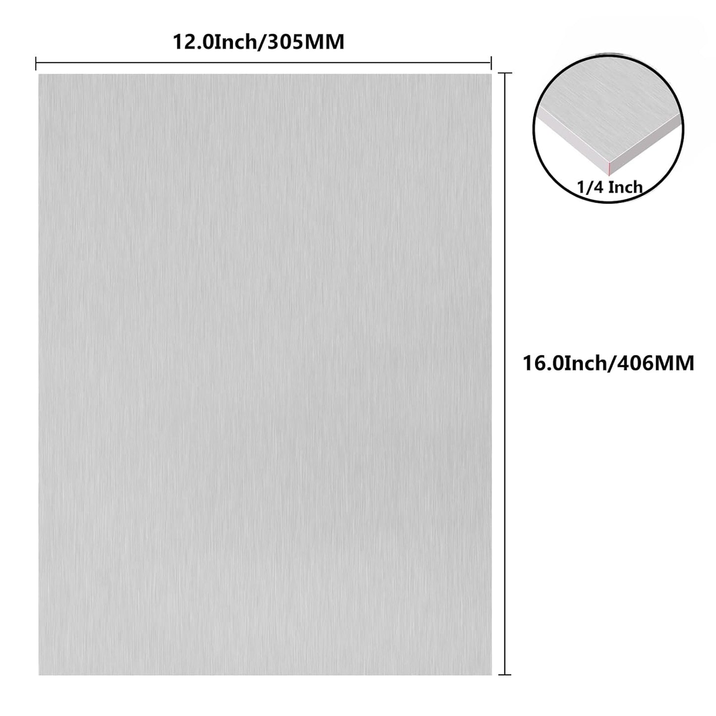 6061 T651 Aluminum Sheet Metal 12 x 16 x 1/4 (6MM) Inch Thick Flat Plain Aluminum Plate Covered with Protective Film, Heat Treatable Rectangle 6MM Aluminum Metal Plate for Industrial