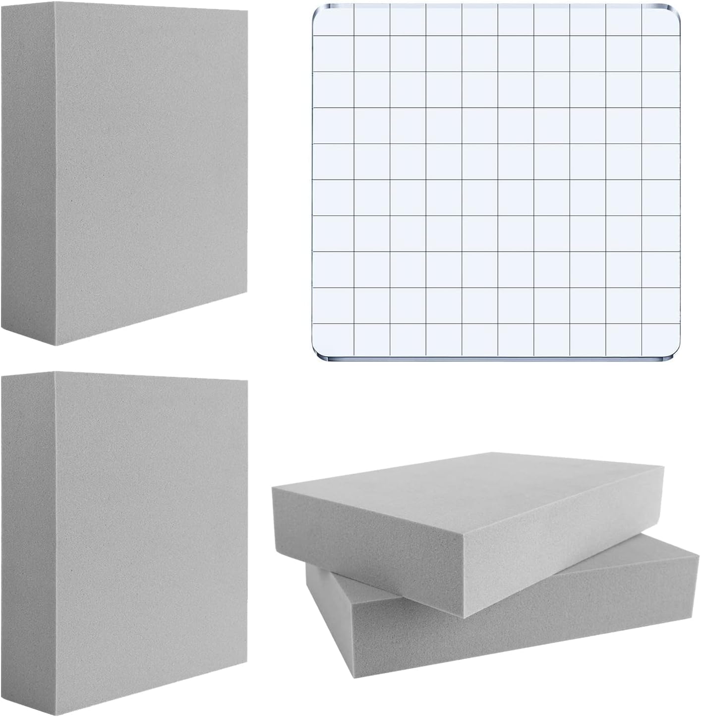 5 Pcs Moldable Foam Block - Grey, Acrylic Stamp Block, Dry Foam Stamp Pad for Sculpture, Modeling, DIY Arts and Handicrafts Projects