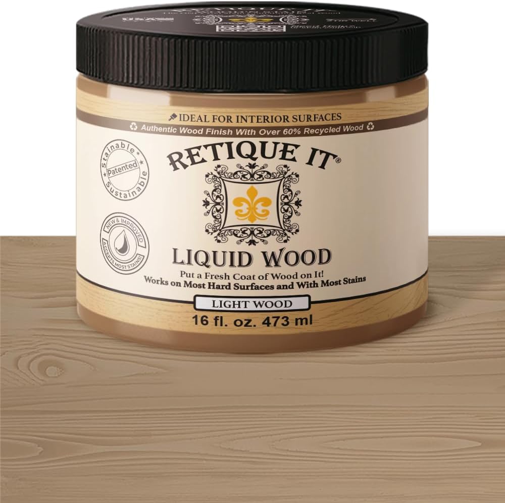 Retique It New and Improved Formula Liquid Wood Coatings - Stainable Primer - Paint It then Stain it (Light Wood, Medium)