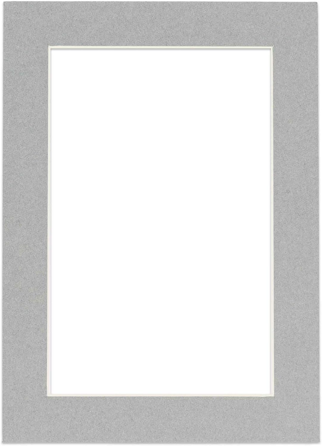 Pack of Ten 8.5x11 Mats Bevel Cut for 7x9 Photos - Acid Free Mid Grey Precut Matboards for Pictures, Photos, Framing - 4-ply Thickness