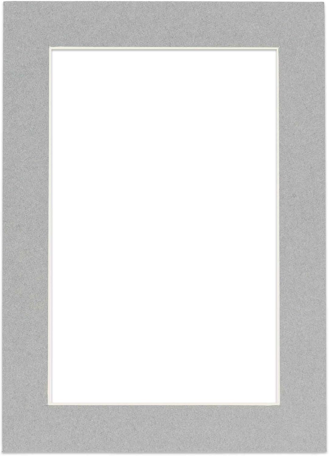 Pack of Ten Acid Free 8x10 Mats Bevel Cut for 5x8 Photos - Mid Grey Precut Matboards With Backing Boards and Self Seal Photo Mat Bags For Pictures, Photos, Framing - 4-ply Thickness
